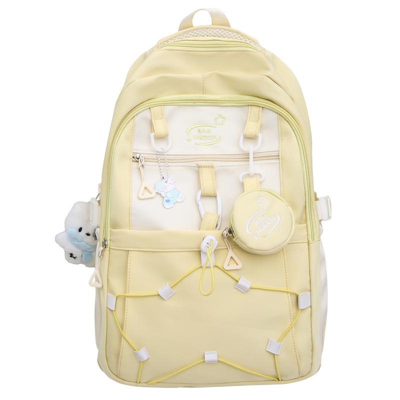 Contrast Color Schoolbag Junior High School Student Backpack College Style Large Capacity Backpack with Coin Purse