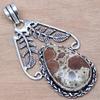 Pendant Leopard Skin Jasper Gemstone Handmade Antique Silver Jewelry 2.5"