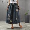Японская мори девушка, весна-осень, женская джинсовая юбка трапециевидной формы с высокой талией, винтажная юбка с мультяшной аппликацией, элегантная рваная шикарная юбка