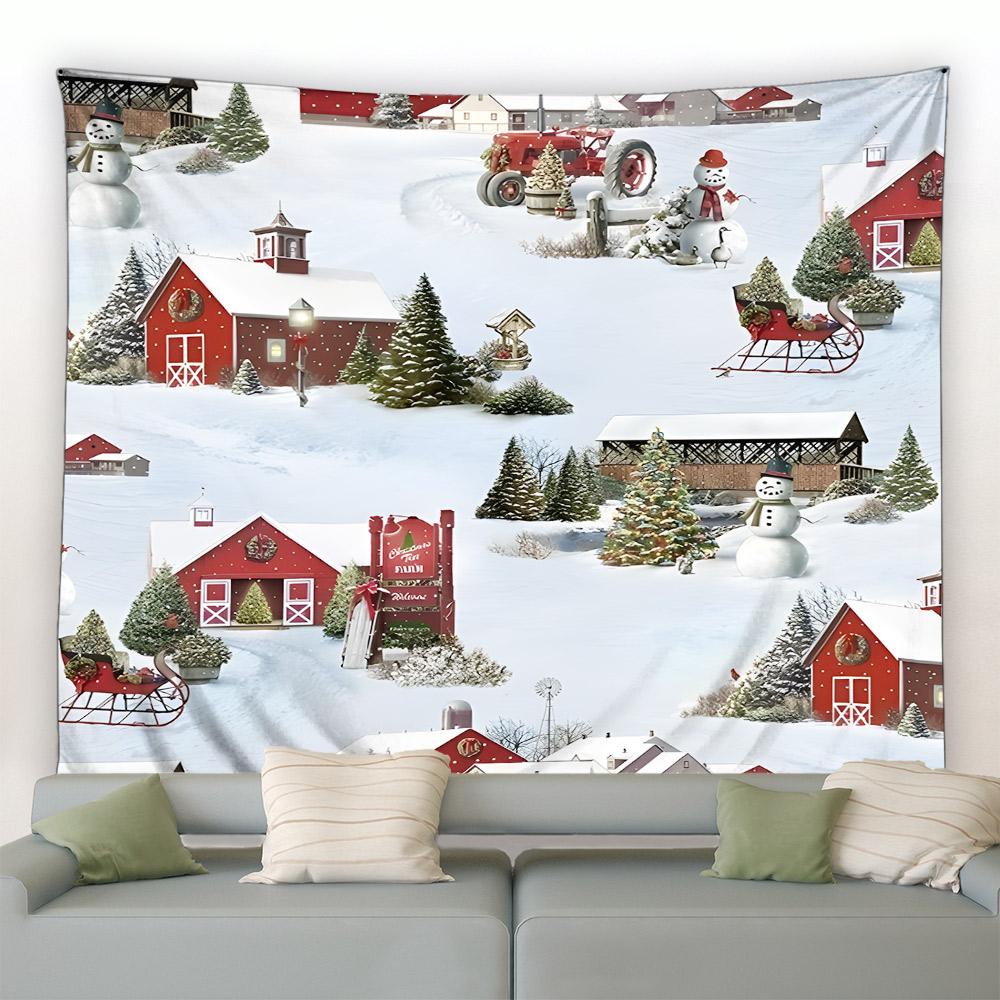 Санта-Клаус Снеговик с декоративным принтом и узором гобелен для дома, гостиной, спальни, настенное украшение, фон, тканевый гобелен