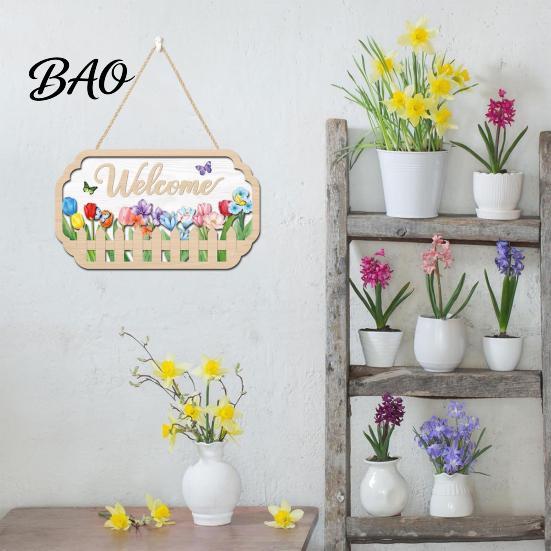 Outdoor Welcome Sign Wooden Door for Front Door, Waterproof Hanging Sign, Hanger Decoration Home Farmhouse Garden Yard Porch