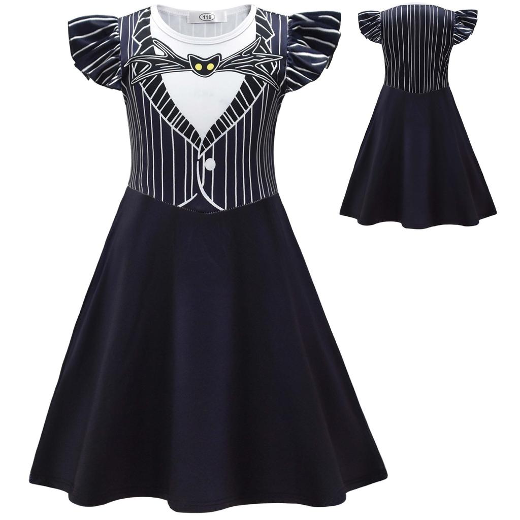 New Halloween Night Cry Jack Cosplay Costume, Middle-Aged And Older Children'S Flying Sleeve Dress + Bag