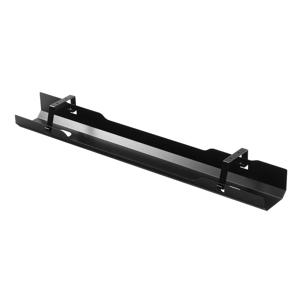 Sanwa Direct Under-Desk Cable Tray, 90cm Wide, Screw-Mounted, Steel, 5kg Weight Capacity, Black, 200-CT002BK