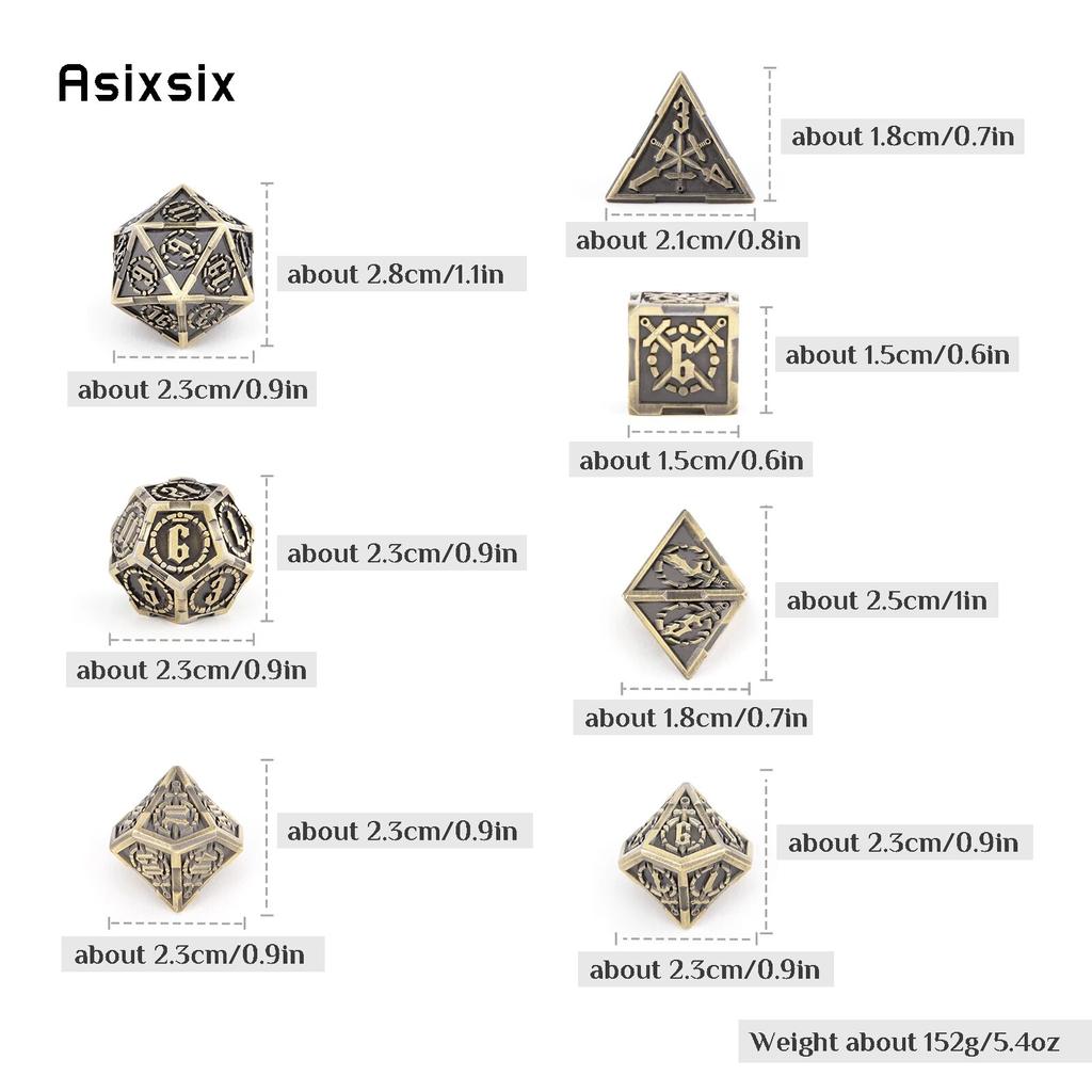 7 Pcs Yellow Double Swords Metal Dice Solid Polyhedral Dice Set Suitable for Role-Playing RPG    Board Game