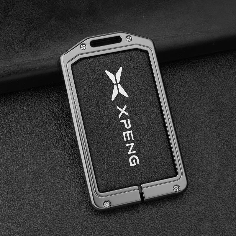 Чехол-брелок для ключа автомобиля из сплава+кожи для Xpeng Xiaopeng p7 p7i p5 g3 g3i g9 g6 22-23 Держатель Аксессуары для брелока в салоне