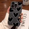 Роскошный Черный Чехол-Сердечко из Мягкого Силикона для iPhone 16 15 14 Pro Max Plus 11 12 13 Pro 7 8 Plus X XS XR Ударопрочный Чехол