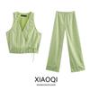 Fashion Style 2024 Summer New Arrival Women's Clothing V Neck Sleeveless Effect Stripes Vest High Waist Pants 2010732