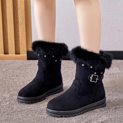 Женские ботинки 2025 тренд зимняя обувь для женщины модные ботинки с заклепками и ремнем Botas Mujer платформа зимние ботинки со кроличьим мехом обувь WSH5230