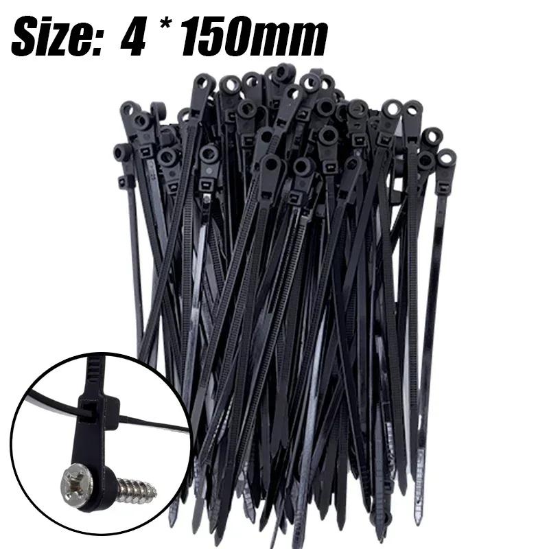 Mountable Cable Ties with Screw Hole Nylon Self Locking Loop Wraps Bundle Fixed Cables Ties Wire Fastening Organizer Straps