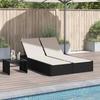 VidaXL Double Sun Lounger with Cushions Black Braided Resin 368628