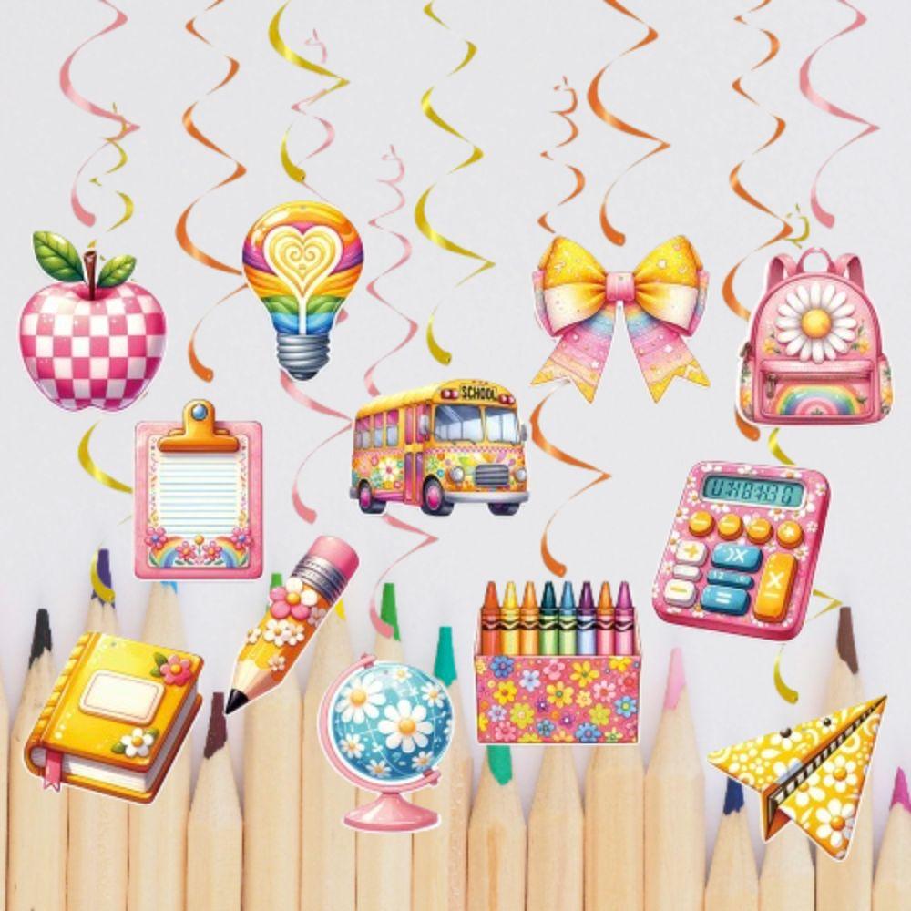 Colorful Back To School Spiral Banner Paper Welcome  Hanging Flag  Classroom Kindergarten