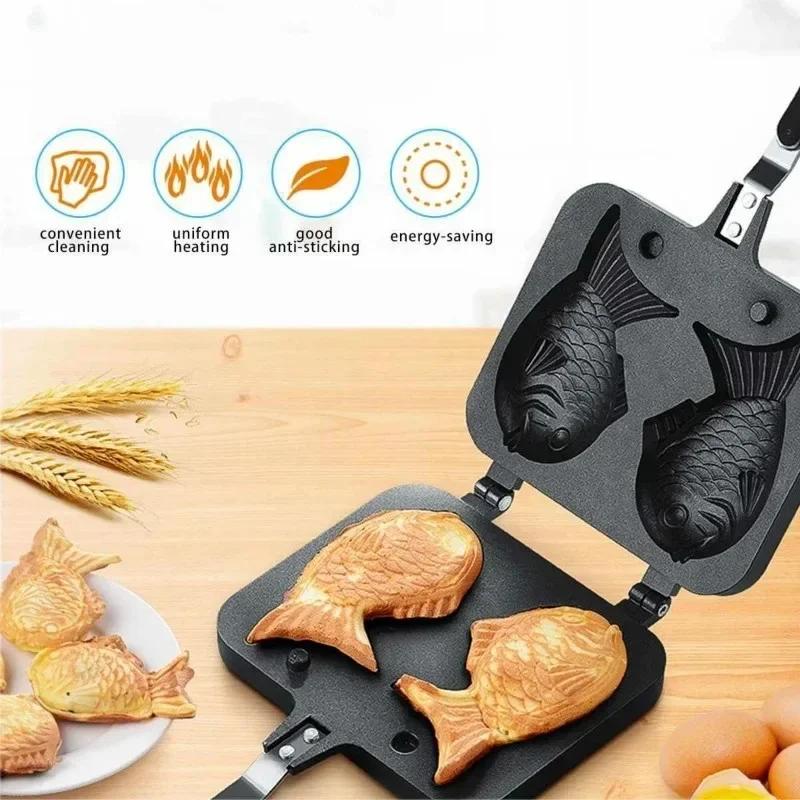 Японская форма для выпечки Taiyaki в форме рыбы, форма для приготовления хлеба, 2 литых инструмента для домашнего торта