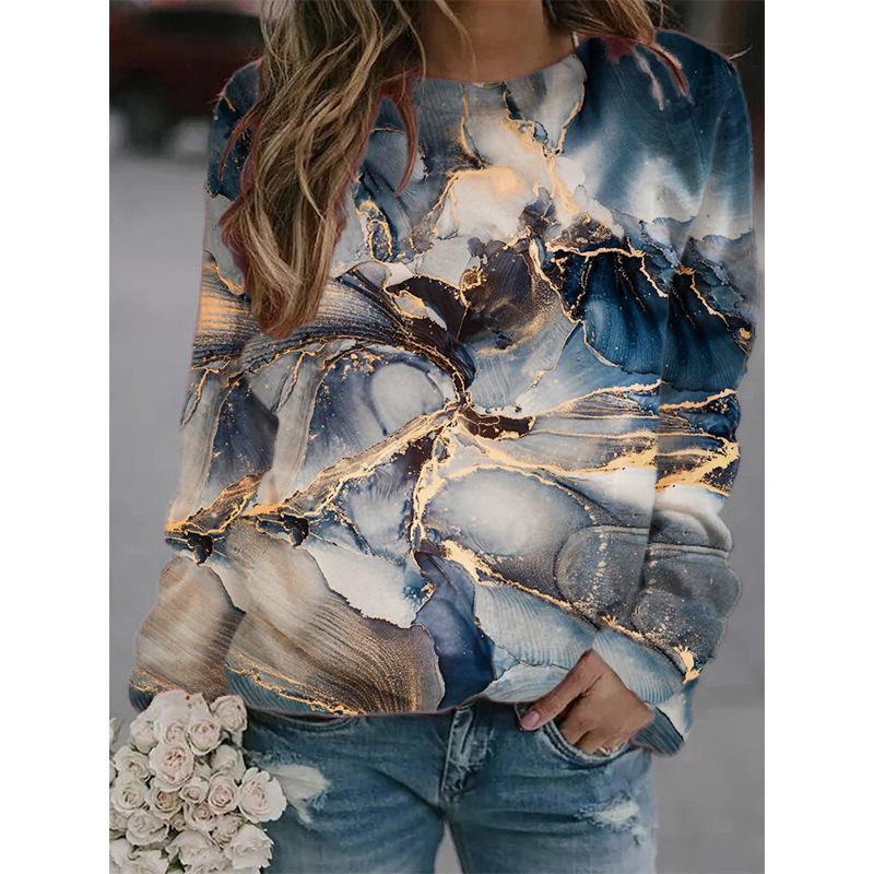 Marbling 3D Print Hoodie Women Y2k Hoodies Streetwear Sweatshirts Oversized O-Neck Pullovers Harajuku Tops Femme Woman Clothing