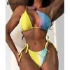 Сексуальный асимметричный радужный бикини на одно плечо женский купальник женский купальник из двух частей комплект бикини купальный костюм купальный костюм