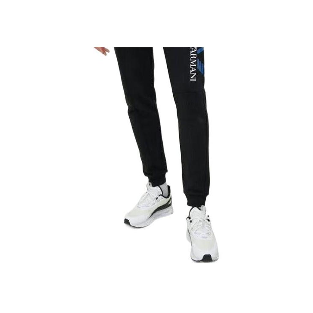 Emporio Armani SS23 Свитшоты с принтом логотипа и букв, трикотажные брюки-джоггеры на кулиске с манжетами, мужские брюки, черный 3RPP56-PJLSZ-1200
