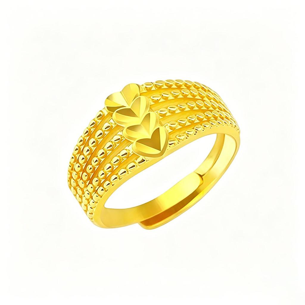 Heart Five-line Gold Ring, Fashionable, Versatile, for Women, Open, Adjustable, Wedding, Personality, Open Ring
