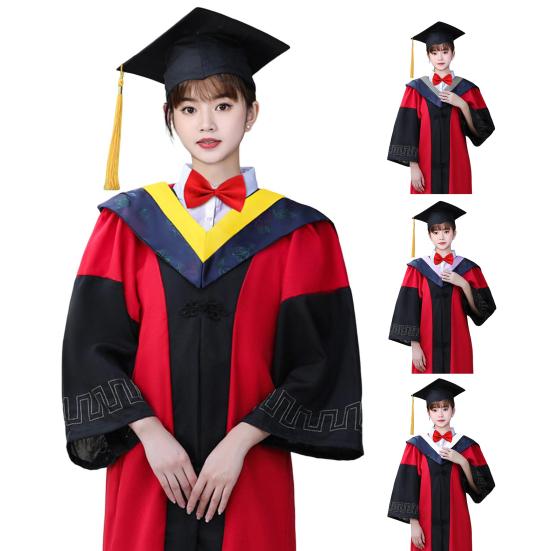 Комплект мантии и шапочки для выпускников 2025 года, академическая форма доктора с кисточкой для бакалавров старших классов колледжей