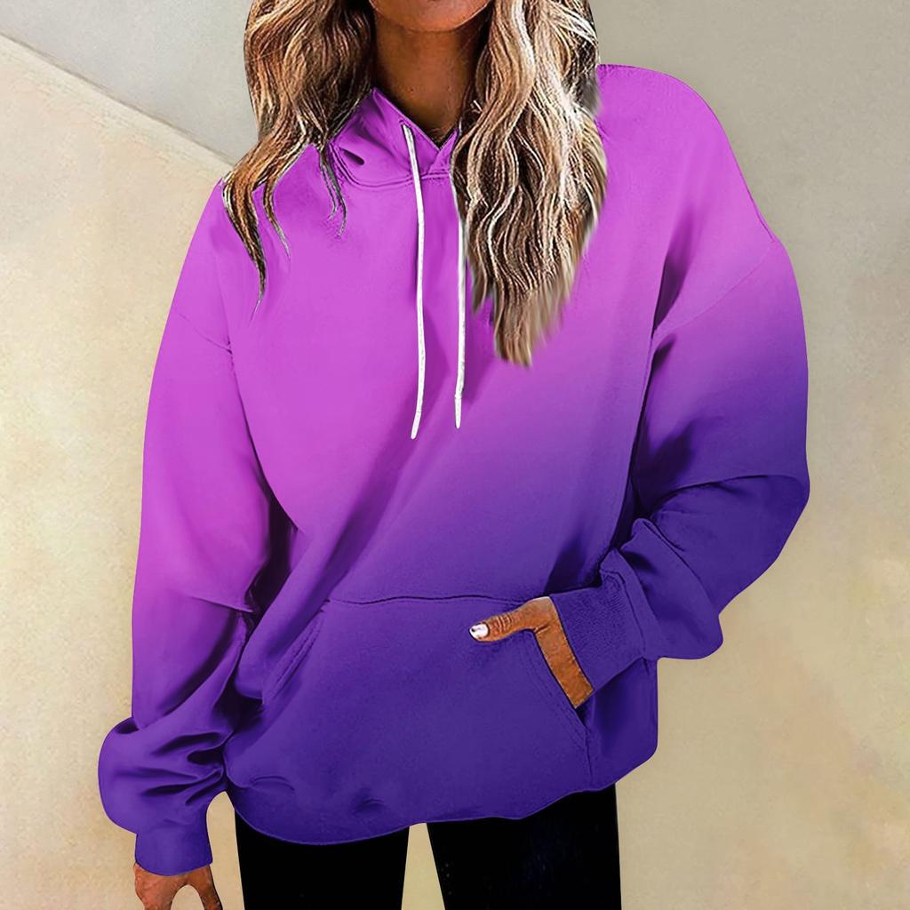 Women's Fashion Daily Versatile Casual Crewneck Sweatshirts Graphic Daily Long Sleeve Gradient Patchwork Printed Top Sweatshirts