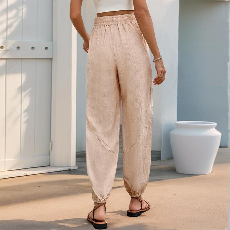 YYFS Women's Fashion Casual Solid Color Print High Waist Trousers Pants & Capris