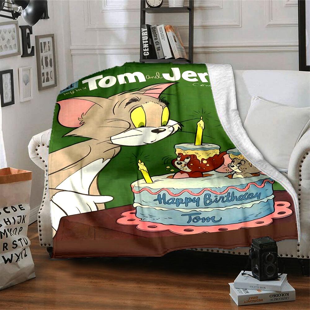 1pc Tom Jerry Flannel Blanket Soft Warm Throw for Home, Office, Travel, All-Season Cozy Bedding GiftL1124