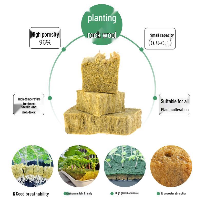 Large Rock Wool Seedling Blocks for Soilless Cultivation, 7.8 pH, 50x50x40 Size