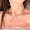 Vintage Zircon Pendant Tassel Necklace Clavicle Chain Choker For Women Girls  Jewelry Party Gift