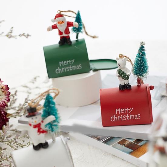 Рождественский кулон, креативный кованый железный почтовый ящик, подвесной орнамент, праздничная подвеска в виде рождественской елки для украшения дома