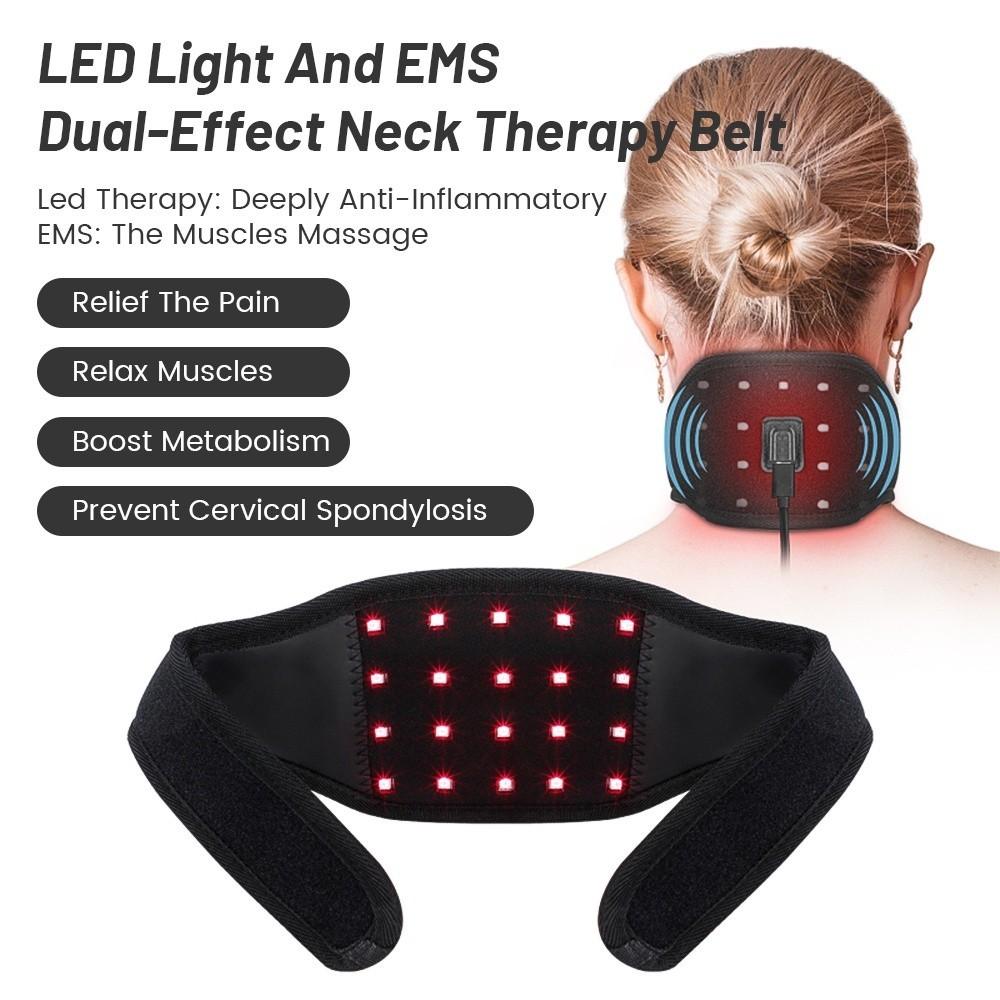 12 В Инфракрасный Красный Свет Терапевтическое Устройство Светодиодный Свет И EMS Двойного Действия Пояс Для Терапии Шеи Нагревающий Подушка для Облегчения Боли в Шее и Плечах