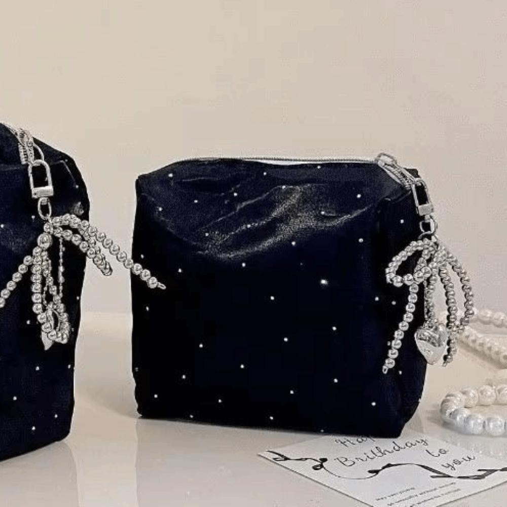 Handheld Makeup Storage Bag Luxury Rhinestone Handbag Sequin Cosmetic Bag Women's Use