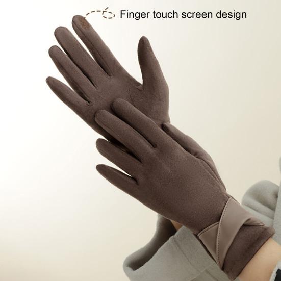 Женские замшевые зимние перчатки с сенсорным экраном, термоперчатки с плюшевой подкладкой, теплые перчатки для путешествий, поездок на работу, вождения, свиданий