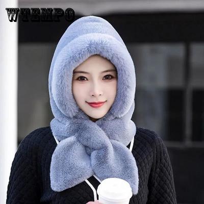 Шарф-шапка, комплект из двух предметов, женский морозостойкий Баотоу для верховой езды на открытом воздухе, бархатный утолщенный шарф, цельная теплая шапка
