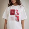 Women's High-End Graffiti-Style Short-Sleeve T-Shirt with Heavy-Duty Shoulder Design