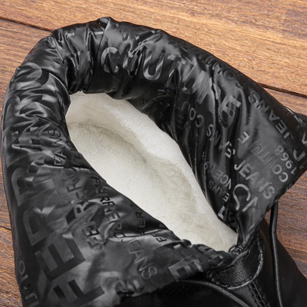 Женские зимние зимние ботинки на подкладке из искусственного меха. Уличные кожаные ботильоны на нескользящей толстой подошве. Теплые повседневные ботинки до середины икры с плюшевой подкладкой для женщин.