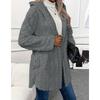 Hooded Solid Color Cardigan Button Up Long Sleeved Casual Fleece Jacket