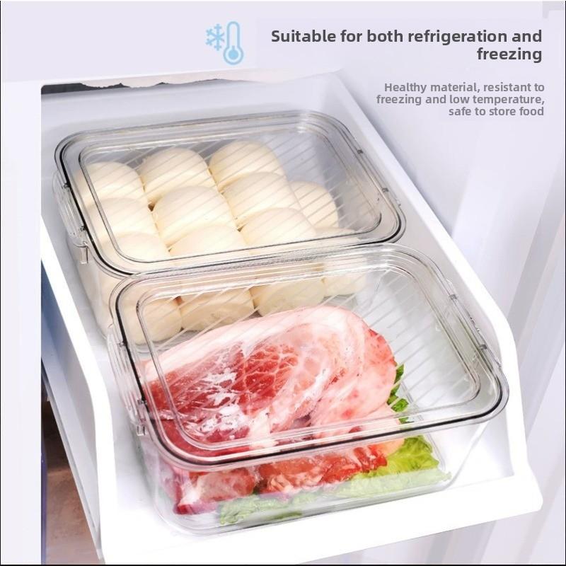 Organizador de cajón para refrigerador, caja de almacenamiento transparente para cocina y alimentos