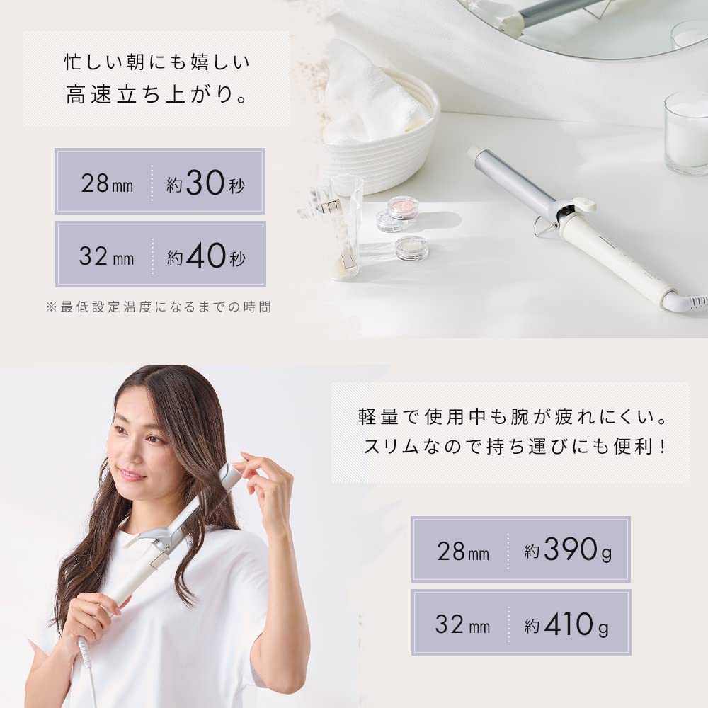 IRIS OHYAMA Щипцы для завивки MiCOLA, диаметр трубки 28 мм, совместимые с зарубежными моделями, регулируемая температура, цвет не совсем белый HIR-MC101-W