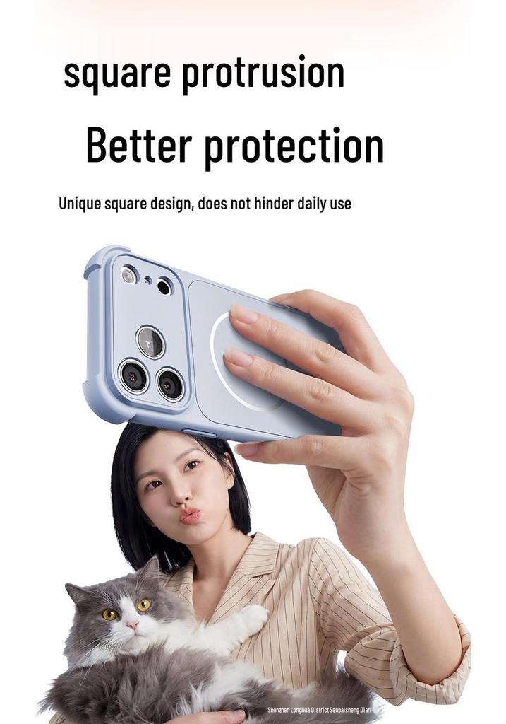 Магнитный чехол для iPhone 17 Pro Max с квадратными подушками безопасности, защита от падений и встроенной защитой объектива