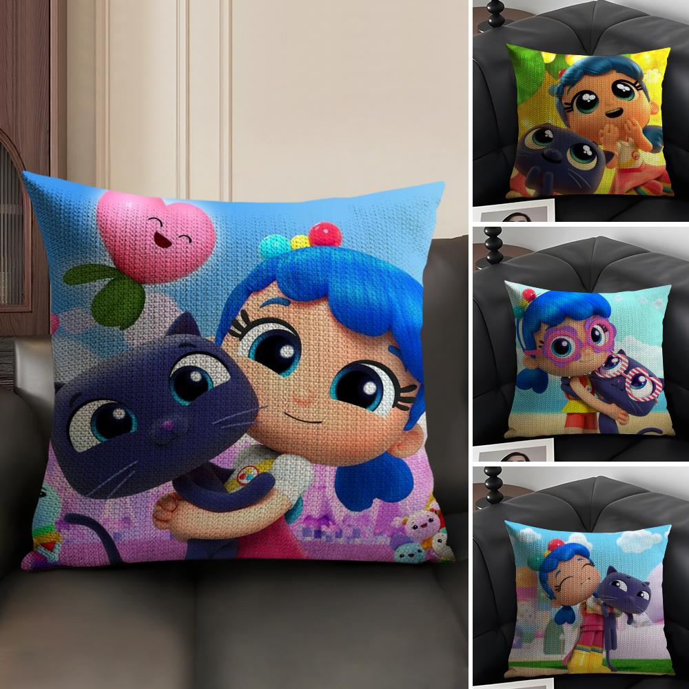 Cartoon TTrue Rainbow Kingdom Cushion Cover Natural Linen Organic Fabric DoubleSided Printing Sofa Home Decor Gift Pillow Case