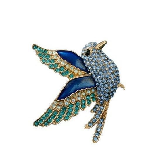 High-End Rhinestone Bird Brooch for Women - Elegant Metal Pin for Suits & Sweaters