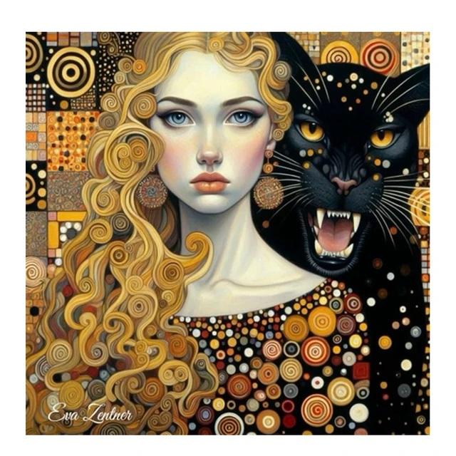 DIY 5D алмазная живопись Густав Климт поцелуй полная дрель Алмазная вышивка женщина и кошка Леопард Алмазная мозаика наборы для вышивки крестом