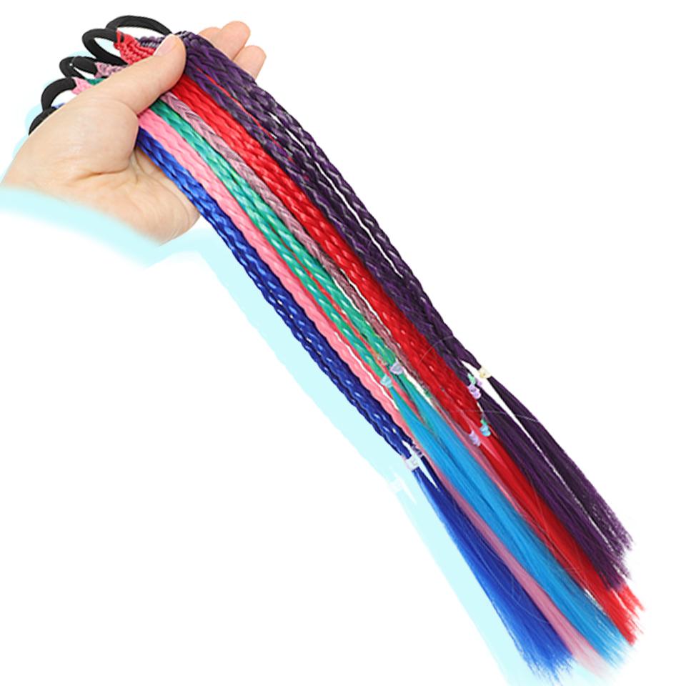 Синтетический парик WTB, цветная градиентная коса, плетеная веревка для маленьких девочек, высокотемпературная шелковая повязка на голову ручной работы, детский парик