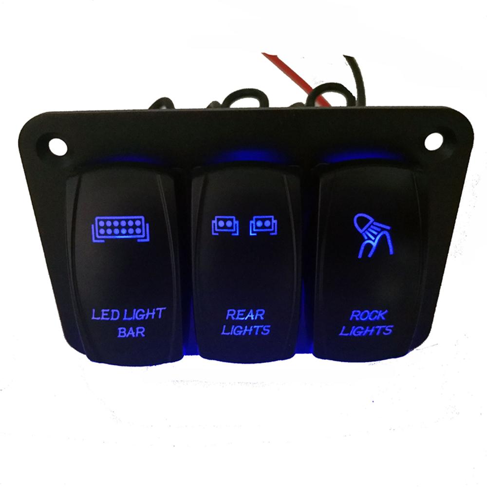 Новая панель тумблеров на 3 положения 12В/24В с синей светодиодной подсветкой для автомобиля, морского судна, лодки