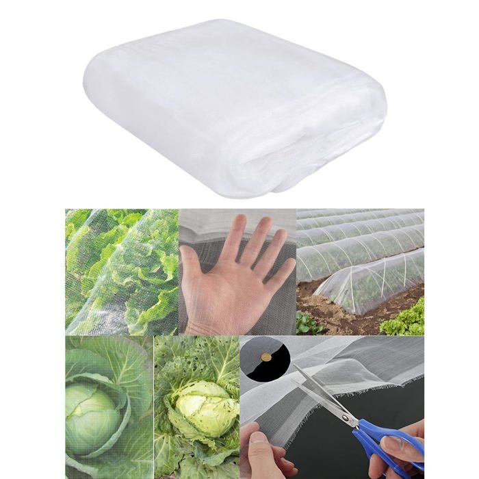 Filet anti-insectes jardin 2 x 5 m – protection légumes blanc, maille fine