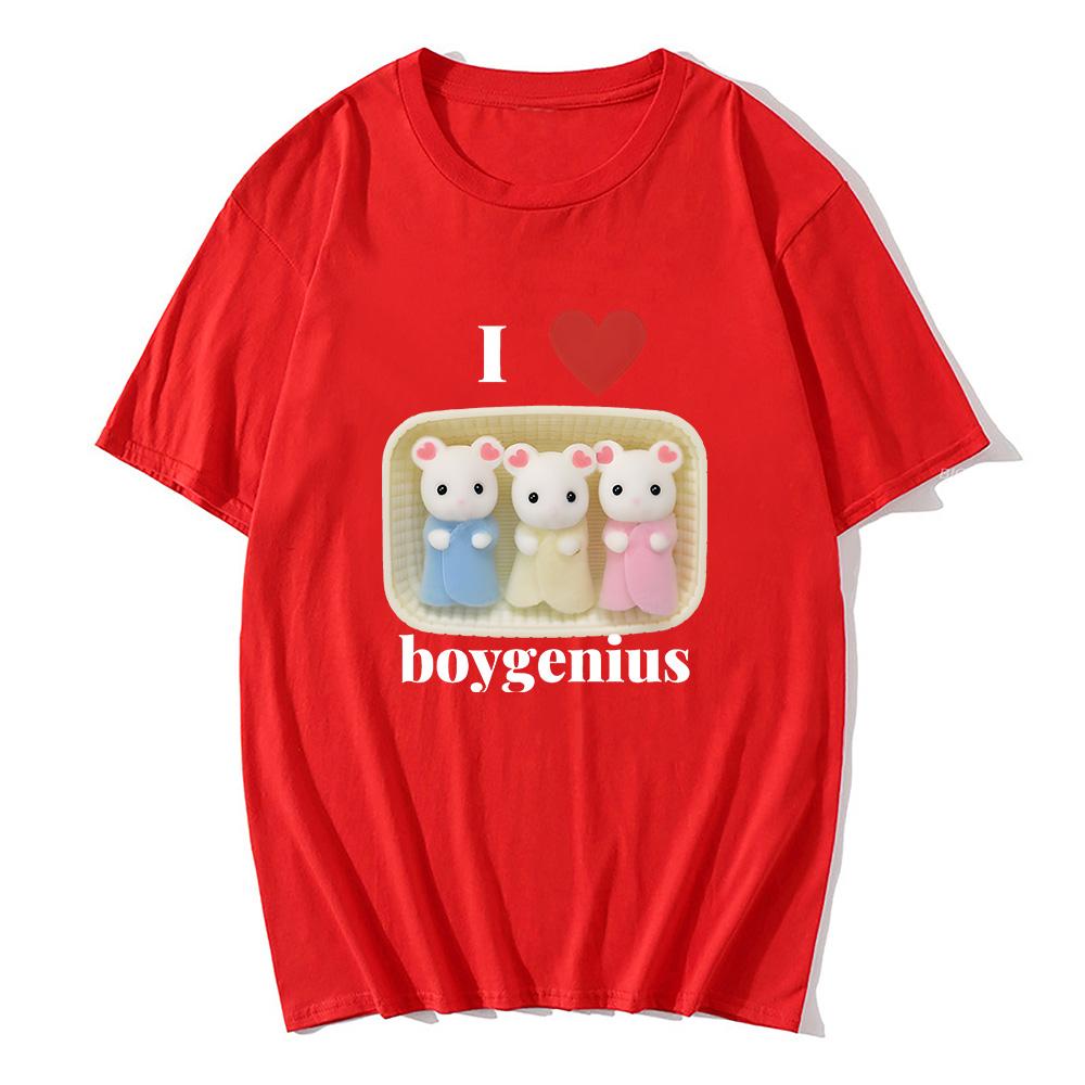 Я люблю Boygenius Calico Critter Дизайн Детские футболки для женщин мужчин Милые хлопковые футболки Аниме принт Мягкие футболки с круглым вырезом Летние топы