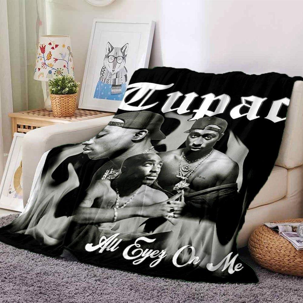 1 шт. Плед в стиле хип-хоп 2Pac, мягкий, легкий, для всех сезонов, универсальный плед для дивана, кровати, офиса и пикников, в французском стиле с культовыми обложками альбомов и цитатами