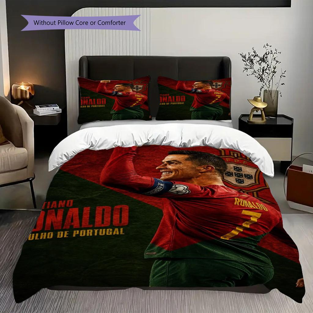 Ronaldo's Triumph Three-piece set (1 * duvet cover + 2 * pillowcase, without core) Duvet cover and pillowcase Christmas birthday gift