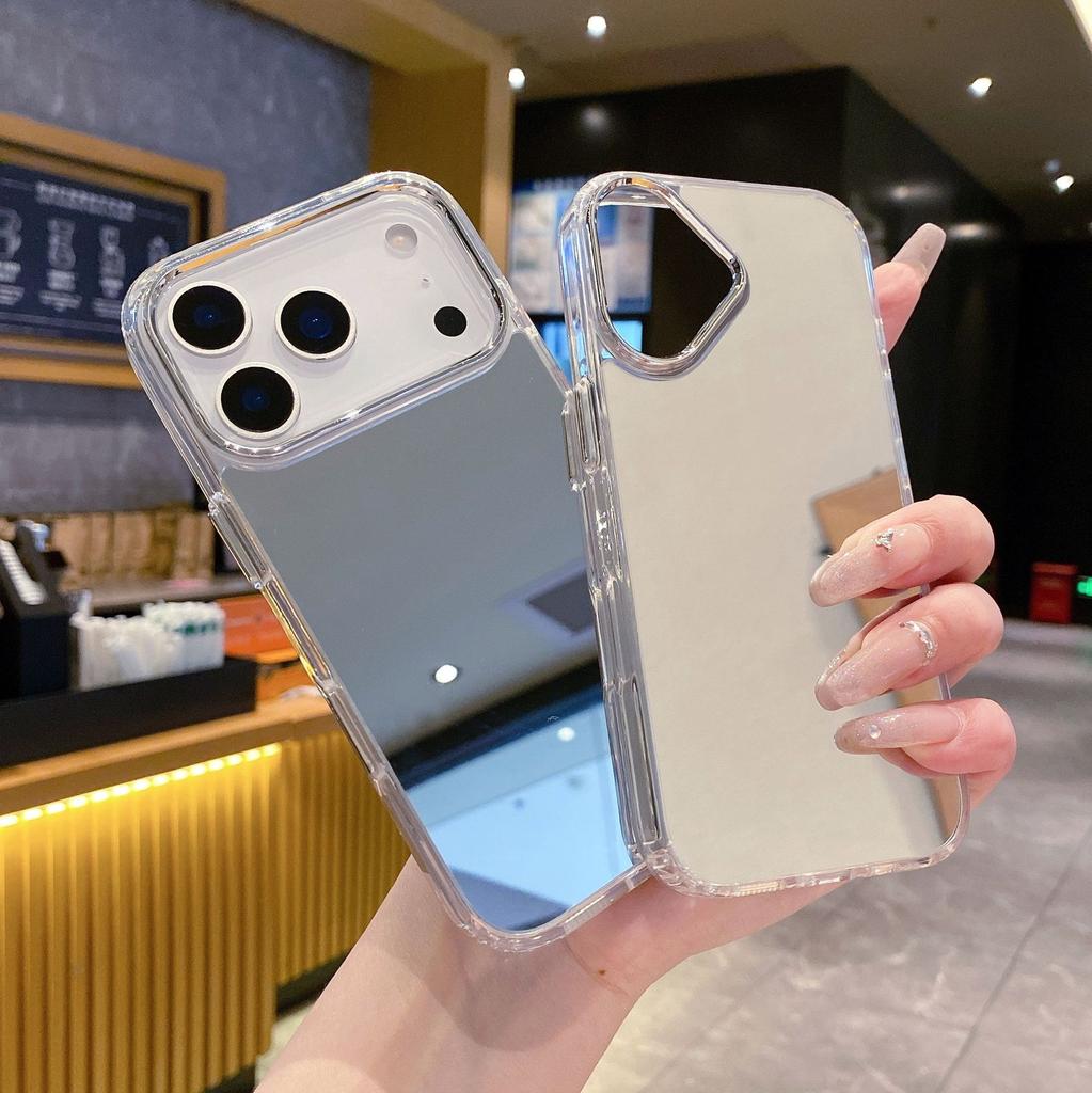 Зеркальные чехлы для телефонов подходят для Apple 17 Pro Max Модный 16, Зеркало для макияжа 15, Большое отверстие 13/14, Защитный чехол 11