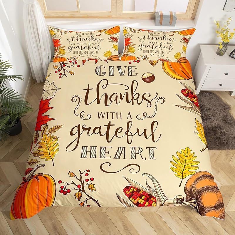 Thanksgiving Day Decorative Bedding Set 3-piece Suitable For Girls And Boys Children's Room Decoration Türkiye Autumn Pumpkin