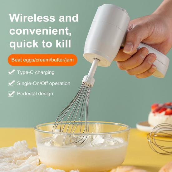 Electric Hand Mixer Cordless Rechargeable Egg Beater Handheld Egg Whisk Kitchen Tool for Baking Cooking
