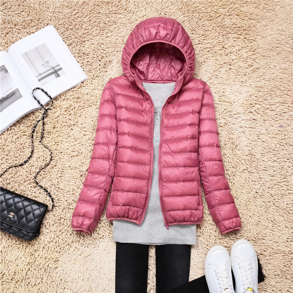 Women Puffer Jacket 8 Colors Plus Size Female Ultra Lightweight Packable Hooded Down Coats